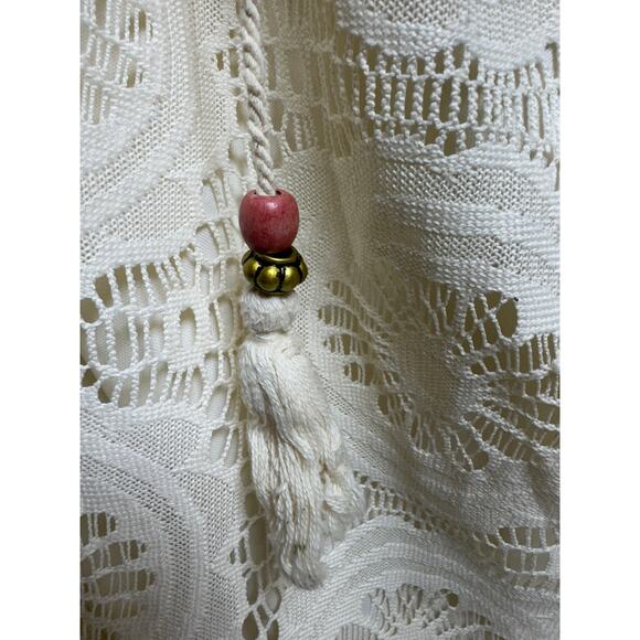 Boho Chic Women’s Blouse Sz Small Crochet White 3/4 Bell Sleeve House of Trends - Picture 5 of 10